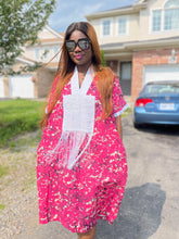 Load image into Gallery viewer, Tori Bubu Ankara Short Dress 01 - Pink and white