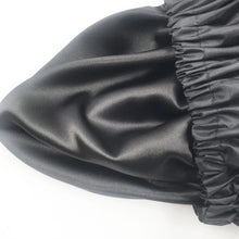 Load image into Gallery viewer, Black Adjustable X-Large Shower Cap, Satin Lined shower Bonnet - waterproof reusable hair cap