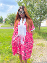 Load image into Gallery viewer, Tori Bubu Ankara Short Dress 01 - Pink and white