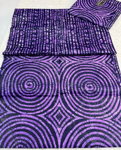 Load image into Gallery viewer, multicolor adire fabric print, abstract african textile pattern, bold kampala dye cloth, vibrant sewing material, handmade craft fabric design, colorful yardage, Ankara african cotton print, blue fabric print