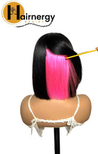 Load image into Gallery viewer, Black/Pink Wear & Go Glueless Straight Bob Wigs 180% Density 4×6 HD Lace Closure Wig Human Hair