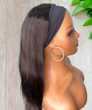 Load image into Gallery viewer, Straight Headband Wig 100% Human Hair Wig 180% Density Glueless Natural Black