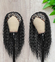 Load image into Gallery viewer, Water Wave Headband Wig 100% Human Hair Wig 180% Density Glueless Natural Black