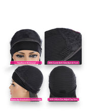 Load image into Gallery viewer, Water Wave Headband Wig 100% Human Hair Wig 180% Density Glueless Natural Black