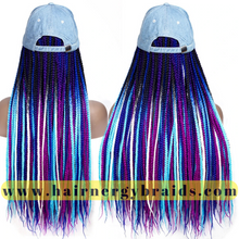 Load image into Gallery viewer, Braided Hat Wig | Summer Hat | Baseball Hat Braid Cap - Blue Baseball Hat + Blue mix Braids
