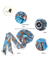 Load image into Gallery viewer, Large Satin Hair Bonnet Sleep Cap with elastic and extra long tie band