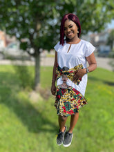 Load image into Gallery viewer, White Afrocentric Dress with Ankara Print
