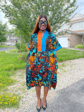 Load image into Gallery viewer, Tori Bubu Ankara short Dress 02 - Blue and Orange
