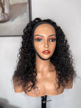 Load image into Gallery viewer, Water Wave Headband Wig 100% Human Hair Wig 180% Density Glueless Natural Black
