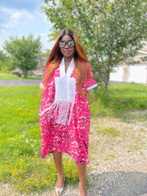 Load image into Gallery viewer, Tori Bubu Ankara Short Dress  01 - Pink and white

