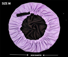 Load image into Gallery viewer, Purple Adjustable Large Shower Cap, Satin Lined shower Bonnet - waterproof reusable hair cap
