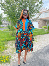 Load image into Gallery viewer, Tori Bubu Ankara short Dress 02 - Blue and Orange
