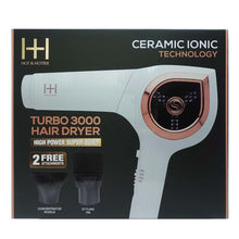 Load image into Gallery viewer, ANNIE Hot &amp; Hotter Ceramic Ionic Turbo 3000 Hair Dryer - White &amp; Rose Gold

