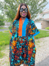 Load image into Gallery viewer, Tori Bubu Ankara short Dress 02 - Blue and Orange
