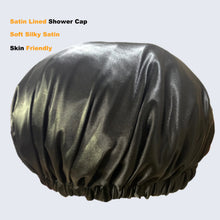 Load image into Gallery viewer, Purple Adjustable Large Shower Cap, Satin Lined shower Bonnet - waterproof reusable hair cap
