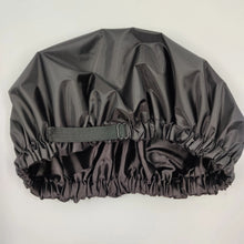 Load image into Gallery viewer, Black Adjustable X-Large Shower Cap, Satin Lined shower Bonnet - waterproof reusable hair cap
