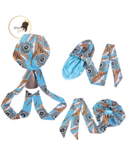 Load image into Gallery viewer, Kids Satin Hair Bonnet Sleep Cap with elastic and extra long tie band
