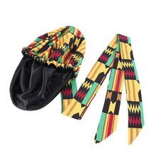 Load image into Gallery viewer, Kids Satin Hair Bonnet Sleep Cap with elastic and extra long tie band
