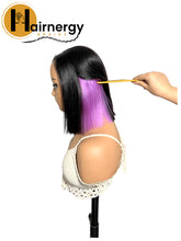 Load image into Gallery viewer, Black/Purple Wear &amp; Go Glueless Straight Bob Wigs 180% Density 4×6 HD Lace Closure Wig Human Hair
