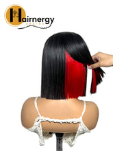 Load image into Gallery viewer, Black/Red Wear &amp; Go Glueless Straight Bob Wigs 180% Density 4×6 HD Lace Closure Wig Human Hair
