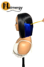Load image into Gallery viewer, Black/Blue Wear &amp; Go Glueless Straight Bob Wigs 180% Density 4×6 HD Lace Closure Wig Human Hair
