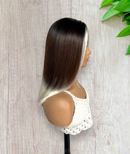 Load image into Gallery viewer, Wear &amp; Go 4x4 Balayage Dark Root to Brown to Blonde Ombre Straight Bob Transparent Lace Human Hair Wig 180%
