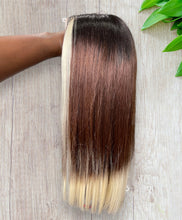 Load image into Gallery viewer, Wear &amp; Go 4x4 Balayage Dark Root to Brown to Blonde Ombre Straight Bob Transparent Lace Human Hair Wig 180%
