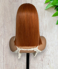 Load image into Gallery viewer, 4x4 Beginner Friendly Ginger Straight Bob Transparent Lace Human Hair Wig180% Density

