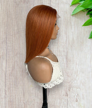Load image into Gallery viewer, 4x4 Beginner Friendly Ginger Straight Bob Transparent Lace Human Hair Wig180% Density
