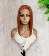 Load image into Gallery viewer, 4x4 Beginner Friendly Ginger Straight Bob Transparent Lace Human Hair Wig180% Density

