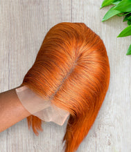 Load image into Gallery viewer, 4x4 Beginner Friendly Ginger Straight Bob Transparent Lace Human Hair Wig180% Density
