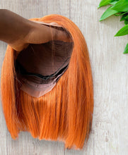 Load image into Gallery viewer, 4x4 Beginner Friendly Ginger Straight Bob Transparent Lace Human Hair Wig180% Density
