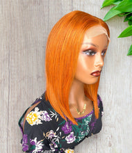 Load image into Gallery viewer, 4x4 Beginner Friendly Ginger Straight Bob Transparent Lace Human Hair Wig180% Density
