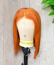Load image into Gallery viewer, 4x4 Beginner Friendly Ginger Straight Bob Transparent Lace Human Hair Wig180% Density
