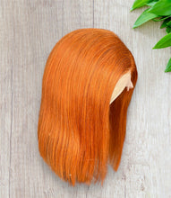 Load image into Gallery viewer, 4x4 Beginner Friendly Ginger Straight Bob Transparent Lace Human Hair Wig180% Density
