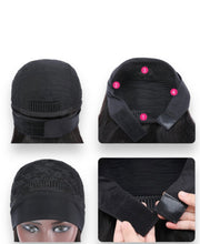 Load image into Gallery viewer, Straight Headband Wig 100% Human Hair Wig 180% Density Glueless Natural Black
