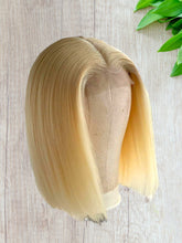 Load image into Gallery viewer, 613 Blond Colored Straight Bob Transparent Lace Human Hair Wig 13x4 free Part 180% Density
