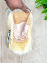 Load image into Gallery viewer, 613 Blond Colored Straight Bob Transparent Lace Human Hair Wig 13x4 free Part 180% Density
