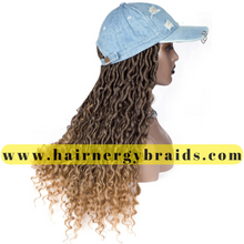 Load image into Gallery viewer, Braided Hat Wig | goddess Summer Hat | Baseball Hat Braid locs Cap - Blue Baseball Hat + 1/27 locs
