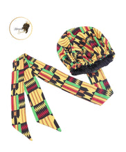Load image into Gallery viewer, Large Satin Hair Bonnet Sleep Cap with elastic and extra long tie band
