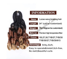 Load image into Gallery viewer, French curl silky extensions bundles loose wavy curls ombre synthetic braiding hair
