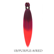 Load image into Gallery viewer, Hairnergy Braids Pre-Stretched 56'' Braiding Hair Extensions Ombre (color 1B/Purple-8/Red)
